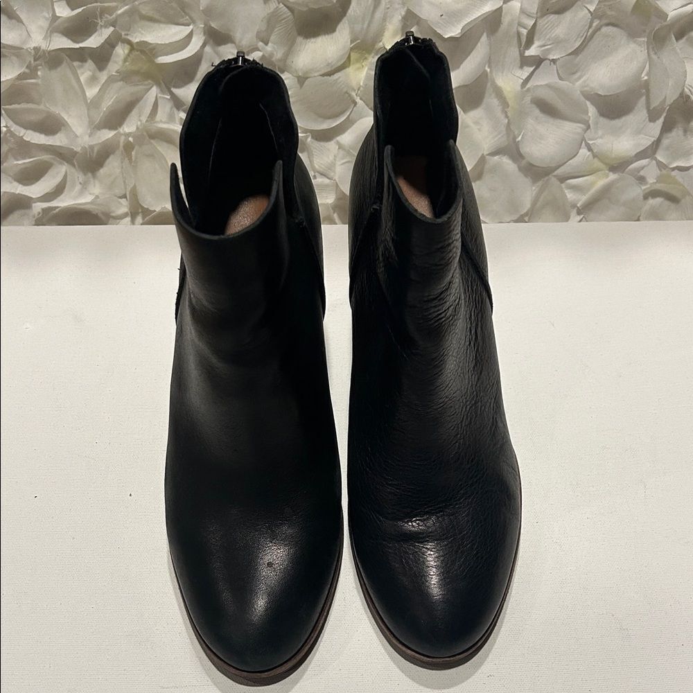 Kork-Ease Black Leather Ankle Booties with Side Zip